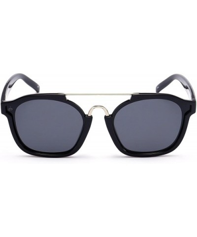 "The Underdog" Handcrafted Retro Square Polarized Sunglasses - Jet Black/Grey - CC17YE0OYLR $29.70 Oversized