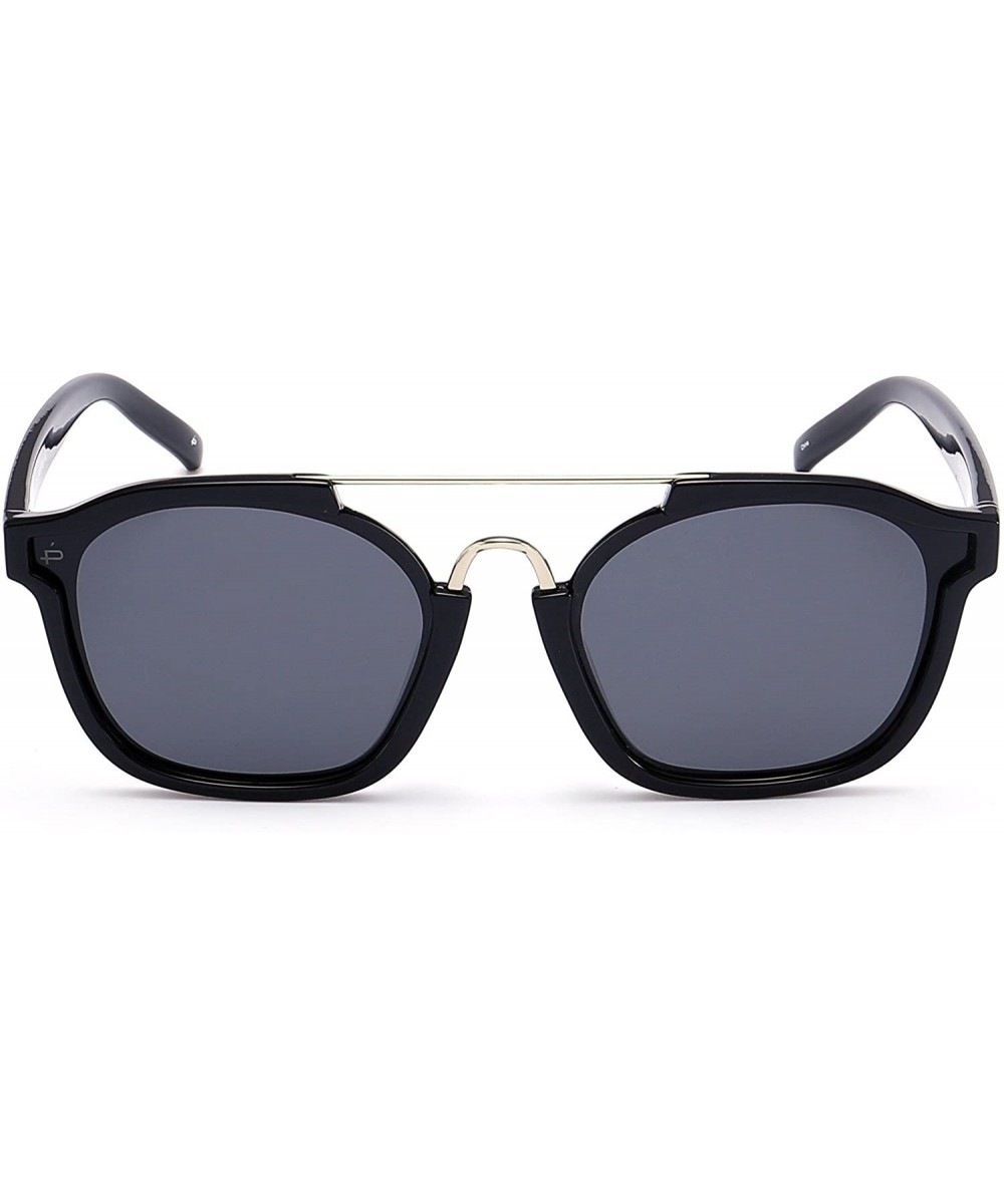 "The Underdog" Handcrafted Retro Square Polarized Sunglasses - Jet Black/Grey - CC17YE0OYLR $29.70 Oversized