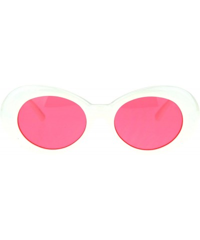 Womens White Plastic Gothic Vintage Cat Eye Mod Color Lens Sunglasses - Red - CP17AZ58TC9 $6.46 Oval