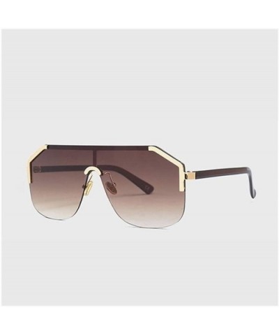 Oversize Half Frame One Piece Lens Sunglasses for Women UV400 - C5 - CG198EZKADA $8.36 Oversized