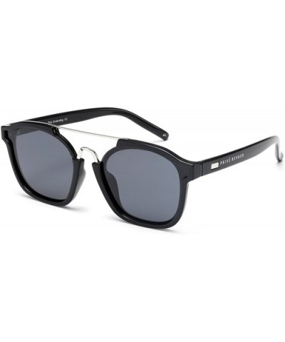 "The Underdog" Handcrafted Retro Square Polarized Sunglasses - Jet Black/Grey - CC17YE0OYLR $29.70 Oversized