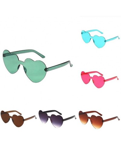 Rimless Women Love Heart Shaped Sunglasses for Women UV400 Sunglasses Trendy Transparent Resin Lens Love Glasses - CH199AT0M0...