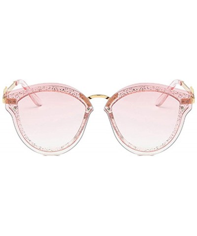 Unisex Retro Cat Eye Metal Frame Oversized Plastic Lenses Sunglasses - Pink - C618NLSGLTZ $6.41 Cat Eye