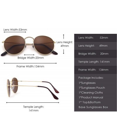 Retro Round Mirrored Sunglasses Vintage Reflective Glass Lenses Men Women - Gold Frame / Brown Glass Lens - CC182WWZL78 $12.7...