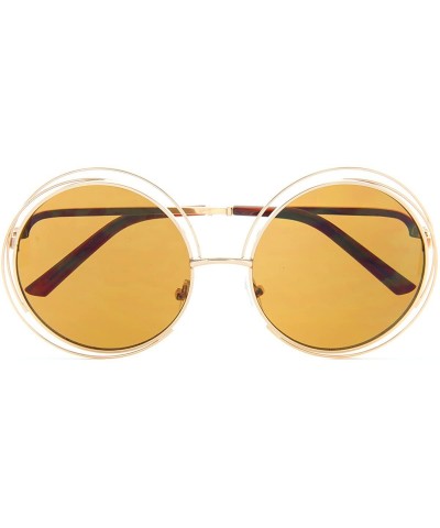 Women Glamour Large Round Sunglasses Multi Metal Wire Frame - Gold/Copper - CQ12NT6E3VE $5.49 Oversized