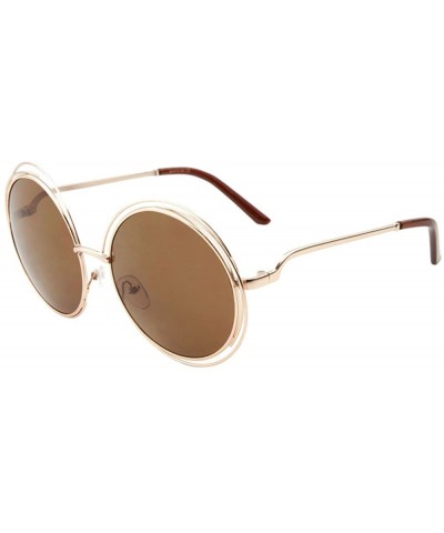 Women Glamour Large Round Sunglasses Multi Metal Wire Frame - Gold/Copper - CQ12NT6E3VE $5.49 Oversized