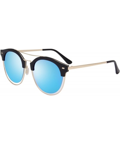 Round Mirror Lenses UV Protection Polarized Unisex Sunglasses JA6060 - Blue - CX182I0EIO2 $22.30 Round
