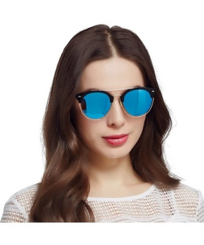 Round Mirror Lenses UV Protection Polarized Unisex Sunglasses JA6060 - Blue - CX182I0EIO2 $22.30 Round