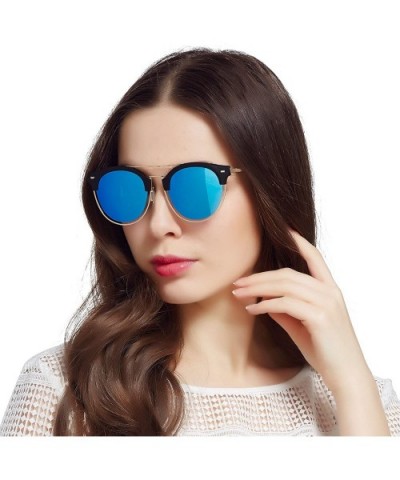 Round Mirror Lenses UV Protection Polarized Unisex Sunglasses JA6060 - Blue - CX182I0EIO2 $22.30 Round