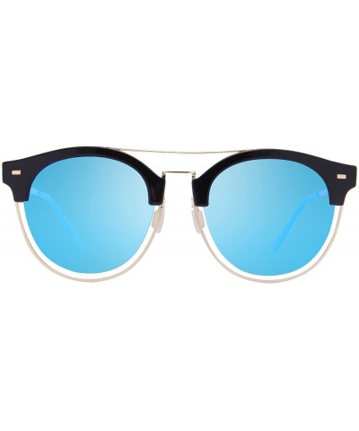 Round Mirror Lenses UV Protection Polarized Unisex Sunglasses JA6060 - Blue - CX182I0EIO2 $22.30 Round