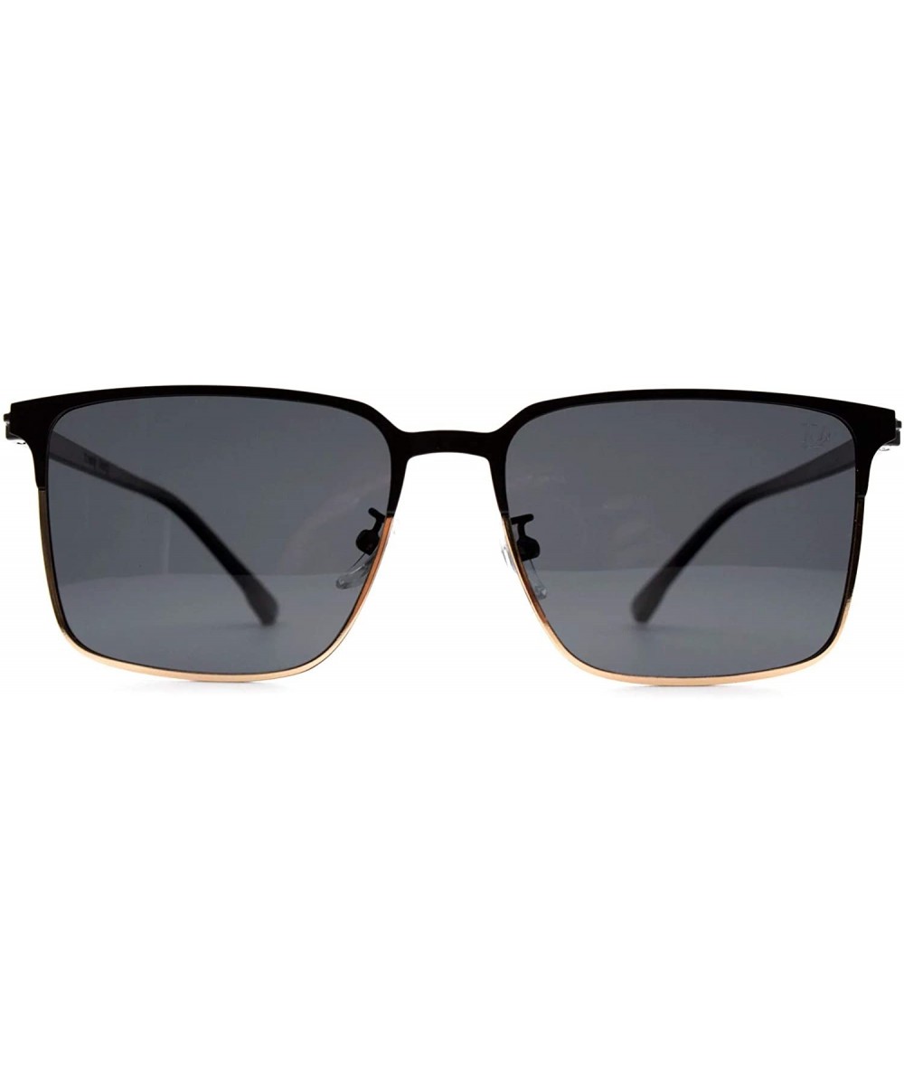 p517 Fashion Square Polarized- for Mens 100% UV PROTECTION - Blackgold-black - C7192T75GYT $15.95 Square