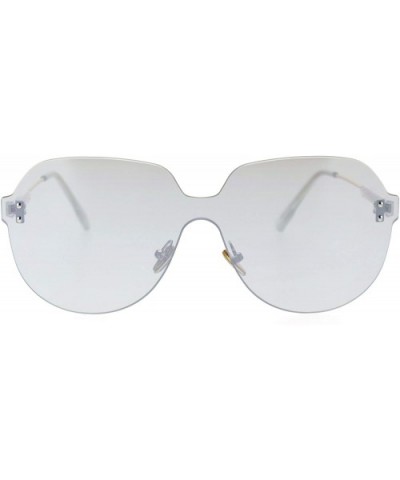 Retro Oversize Rimless Shield Minimal Panel Sunglasses - Silver Mirror - CT18SYQW20Q $9.55 Oversized