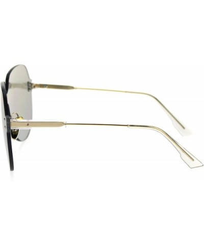 Retro Oversize Rimless Shield Minimal Panel Sunglasses - Silver Mirror - CT18SYQW20Q $9.55 Oversized
