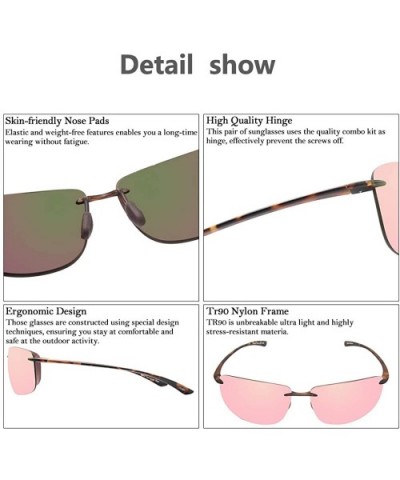 Rimless Sports Sunglasses for men women Running Driving Fishing Tr90 Superlight Frame JE027 - C818LCGGRLG $38.62 Sport