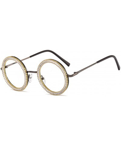 Fashion Round Pearl Decor Sunglasses UV Protection Metal Frame - Round Gray Frame - CB190L4OD6T $13.32 Goggle