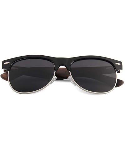 Real Wood Polarized Sunglasses - Ebony Wood Retroshade With Smoke Black Lenses - C618SO2TTW3 $20.70 Cat Eye