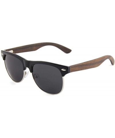 Real Wood Polarized Sunglasses - Ebony Wood Retroshade With Smoke Black Lenses - C618SO2TTW3 $20.70 Cat Eye