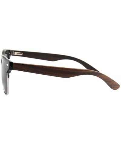 Real Wood Polarized Sunglasses - Ebony Wood Retroshade With Smoke Black Lenses - C618SO2TTW3 $20.70 Cat Eye