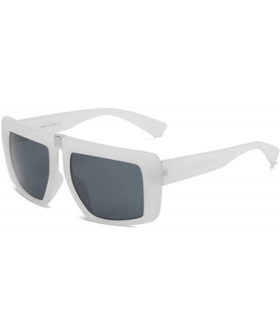 Women Retro Vintage Futuristic Flat Lens Square Oversized Fashion Sunglasses - White - CS18WTI8S7M $20.54 Oversized