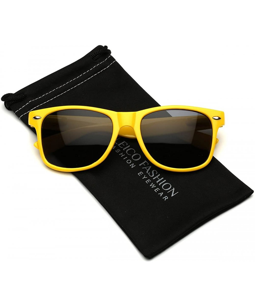 Iconic Horn Rimmed Classic Sunglasses - Bright Neon Colors - Yellow - CD12NAGV824 $6.08 Round