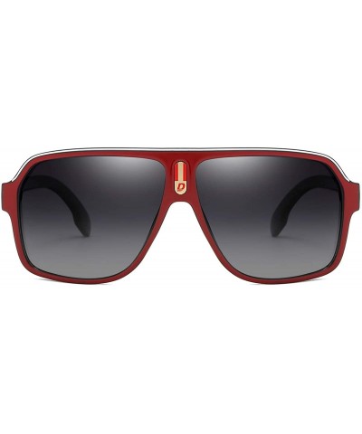 Mens Oversized Aviator Sunglasses Classic Large Polarized Lens Shades D103 - Black&red/Gray - CZ194OY82AQ $16.70 Oversized