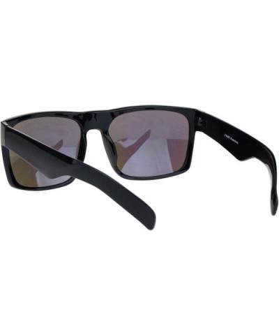 Mens Thick Horn Rectangular Plastic Gangster Color Mirror Lens Sunglasses - Black Teal - CW18LC4XRLC $7.29 Rectangular