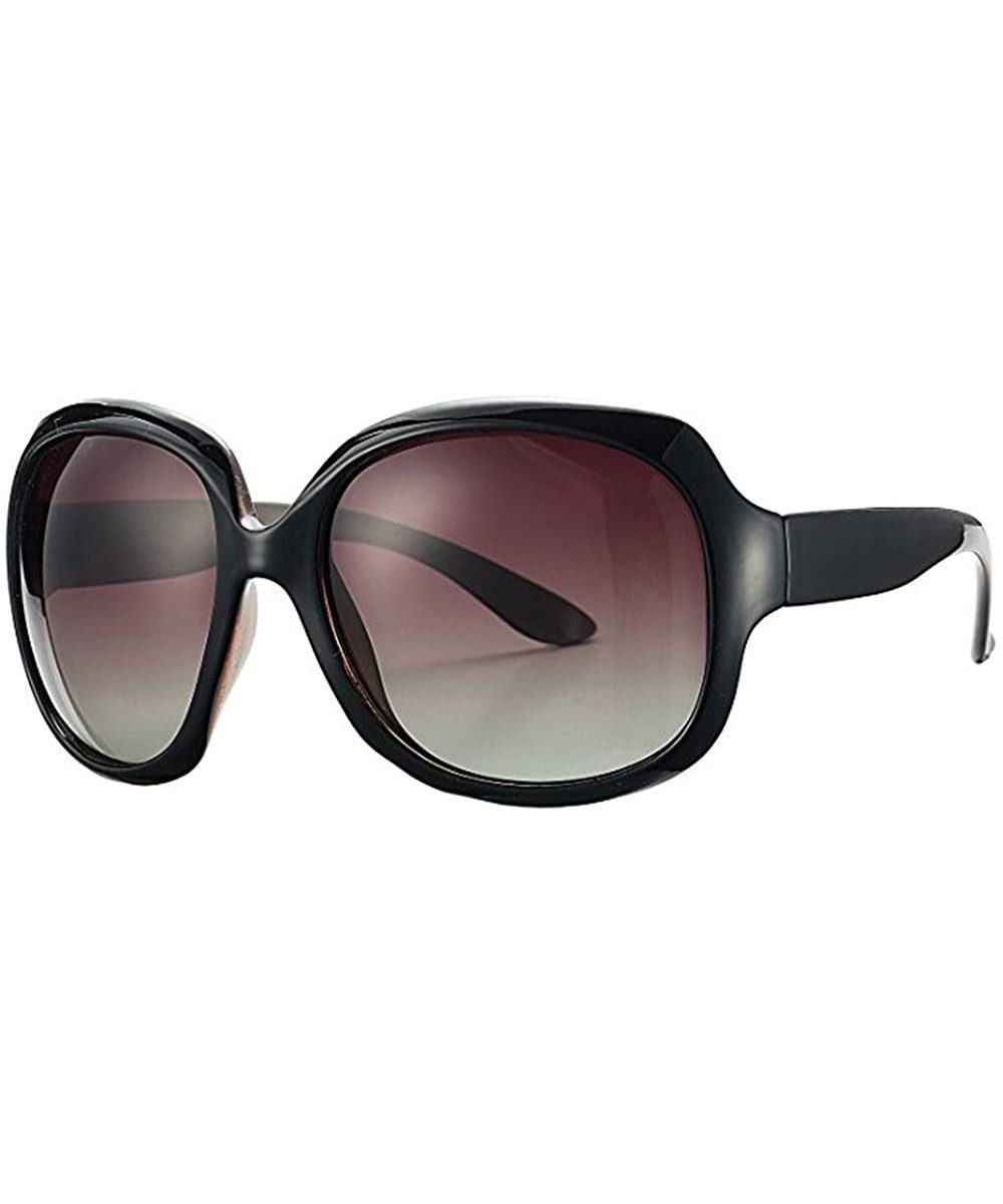 Women's Oversized Polarized Sunglasses 100% UV Blocking Vintage Sun Glasses - Black - C418E3EICXO $9.41 Oversized