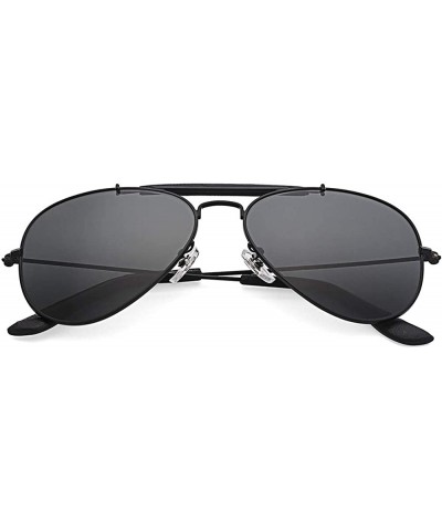 outdoorsman aviator sunglasses for men women crystal glass lens mirrored sun glasses UV400 protection - Grey - CI18RYH9ZHT $1...