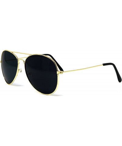 Gold Dark Aviator Sunglasses Shades - 70's Style Adult Aviators Costume Glasses - 1 Pair - CX12O1RHR91 $4.82 Sport