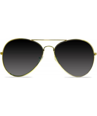 Gold Dark Aviator Sunglasses Shades - 70's Style Adult Aviators Costume Glasses - 1 Pair - CX12O1RHR91 $4.82 Sport