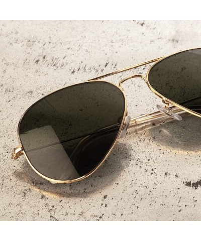 Gold Dark Aviator Sunglasses Shades - 70's Style Adult Aviators Costume Glasses - 1 Pair - CX12O1RHR91 $4.82 Sport