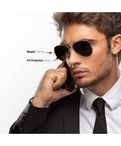 Gold Dark Aviator Sunglasses Shades - 70's Style Adult Aviators Costume Glasses - 1 Pair - CX12O1RHR91 $4.82 Sport