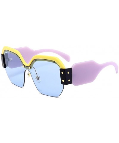 Semi Rimless Sunglasses For Women Trendy Candy Color Designer Glasses - C4 - CX18CO2GYW5 $5.24 Oversized