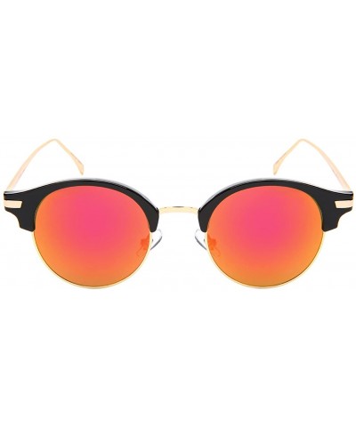 Semi Rimless Round P3 Sunglasses W/Color Mirrored Lens 541053-REV - Black - CY1825LH48K $7.12 Rimless