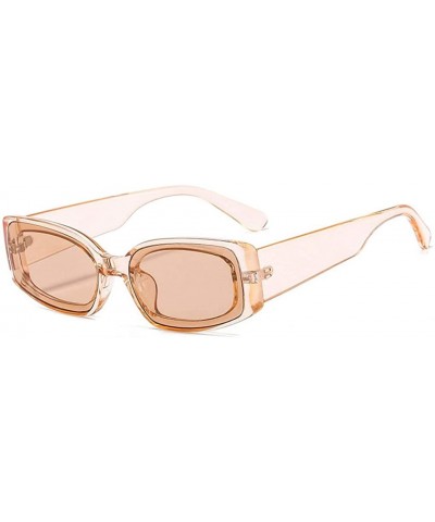 Small Rectangle Sunglasses Women Fashion Rectangular Thick Frame Glasses - Brown - CQ199GHD3SX $9.94 Rectangular