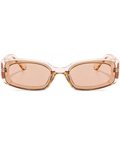 Small Rectangle Sunglasses Women Fashion Rectangular Thick Frame Glasses - Brown - CQ199GHD3SX $9.94 Rectangular