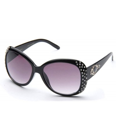 Women Oversized Rhinestone Fashion Sunglasses for Women - Black - C4117DDYYCJ $9.46 Oversized