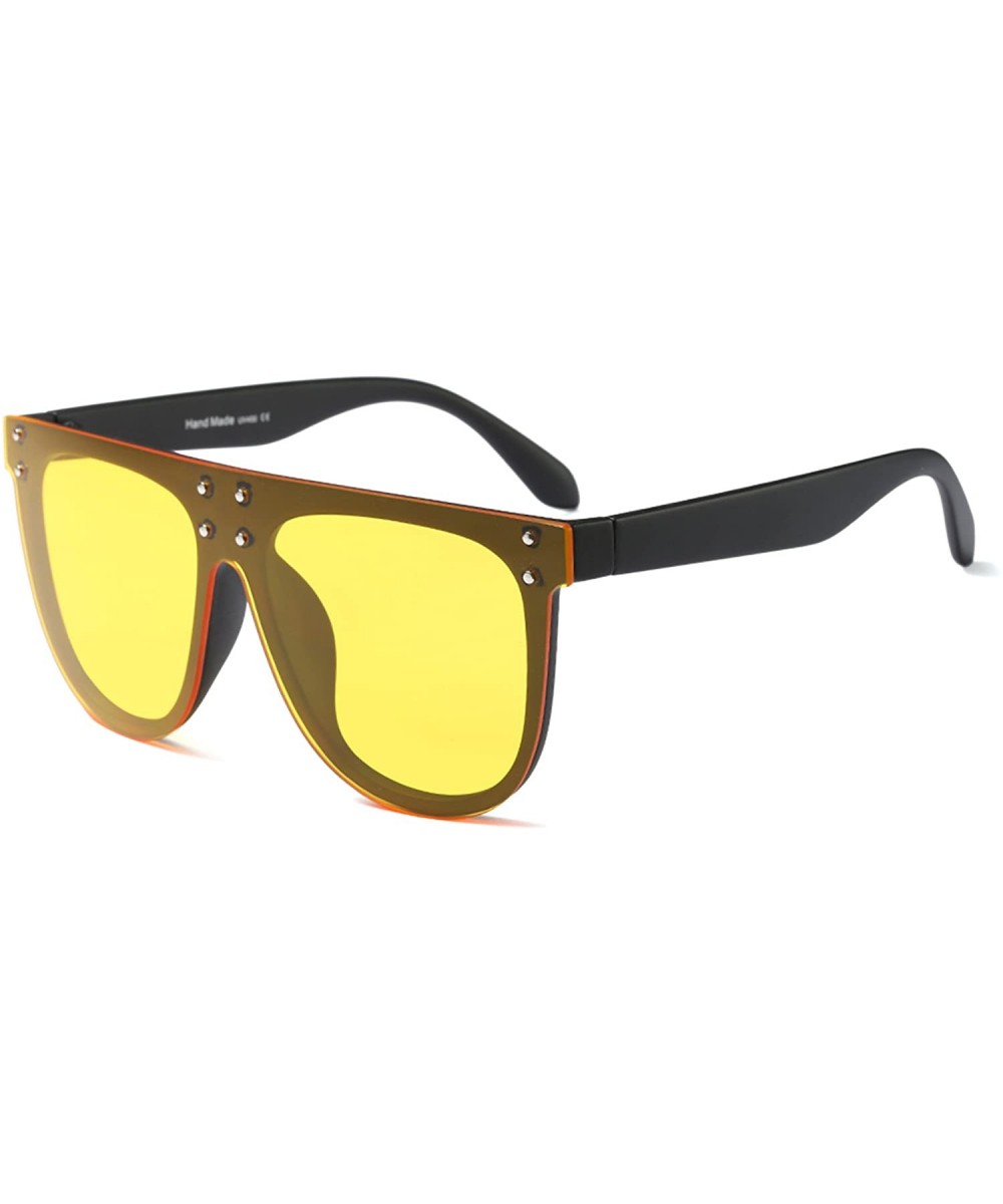 Women Vintage Oversized Sunglasses UV400 Female Square Eyewear B2285 - Yellow - CL18TKHWSC9 $9.32 Oversized