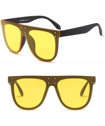 Women Vintage Oversized Sunglasses UV400 Female Square Eyewear B2285 - Yellow - CL18TKHWSC9 $9.32 Oversized