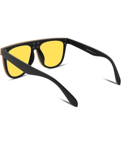 Women Vintage Oversized Sunglasses UV400 Female Square Eyewear B2285 - Yellow - CL18TKHWSC9 $9.32 Oversized