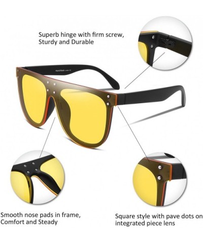 Women Vintage Oversized Sunglasses UV400 Female Square Eyewear B2285 - Yellow - CL18TKHWSC9 $9.32 Oversized