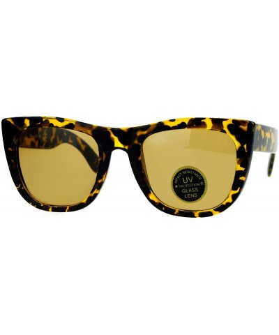 Impact Resistant Glass Lens Sunglasses Womens Fashion Square Frame - Tortoise (Brown) - C81890WZAME $7.32 Square