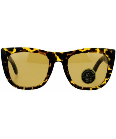 Impact Resistant Glass Lens Sunglasses Womens Fashion Square Frame - Tortoise (Brown) - C81890WZAME $7.32 Square