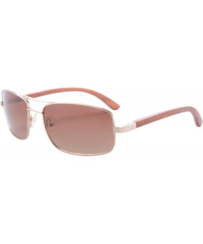 Handmade Polarized Wood Sunglasses Classic Wooden Sun Glasses UV400 Protection - 1541 - Gold - CA188Y0YNDQ $13.80 Aviator