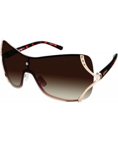 Women's 454SP Rimless Rhinestone Shield Sunglasses with 100% UV Protection - 60 mm - Gold - C6180Z47LHW $17.55 Shield