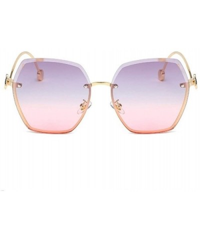 Women Flowers Rimless Sunglasses Oversized Sunglasses Shades Tinted Eyewear Travel Protection UV400 - CU1902YSY4C $7.68 Overs...