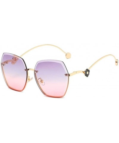 Women Flowers Rimless Sunglasses Oversized Sunglasses Shades Tinted Eyewear Travel Protection UV400 - CU1902YSY4C $7.68 Overs...