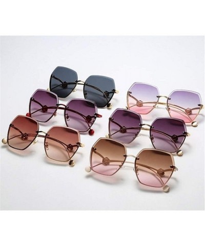 Women Flowers Rimless Sunglasses Oversized Sunglasses Shades Tinted Eyewear Travel Protection UV400 - CU1902YSY4C $7.68 Overs...