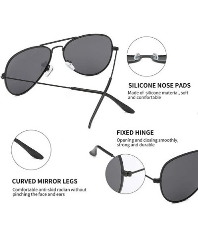 Aviator Sunglasses for Mens Womens Mirrored Sun Glasses Shades with Uv400 - Black Grey + Cherry Pink - C718LDYQGZ7 $6.37 Aviator