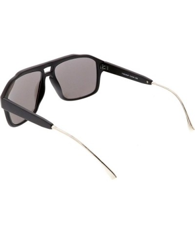 Sporty Flat Top Keyhole Nose Bridge Square Mirrored Aviator Sunglasses 55mm - Matte Black / Silver Mirror - CT187RI6WLQ $8.78...